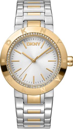 DKNY Women Watch, Two Tone Silver & Gold Color Case, Silver Dial, Two Tone Silver & Gold Color Metal Bracelet, 3 Hands, 5 ATM
