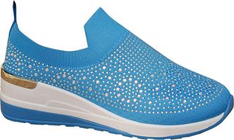 Generic Women Trainers Breathable Glitter Walking Shoes Round Toe Lightweight Thick Sole Comfortable Casual Slip On Casual Sneakers Gym Sport Tennis Blue