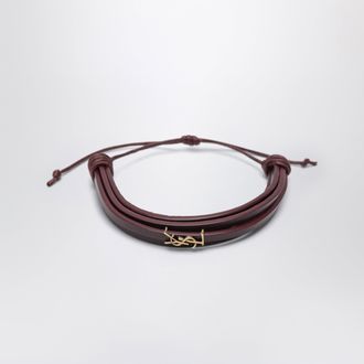 Saint Laurent Cassandre Multi-Wrap Leather Bracelet