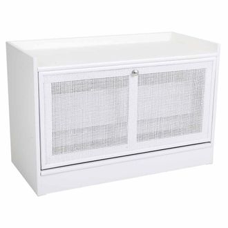 Wanderlust Deco Wanderlust Deco - Banqueta Zapatero De Madera Y Rejilla Blanca 80x38x53