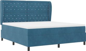 vidaXL Vidaxl - Box Spring Bed with Mattress Dark blue 180 x 200 cm Velvet