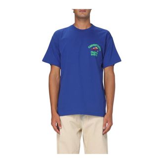 Carhartt Work in Progress Carhartt Wip, T-Shirts, male, Blue, Size: L Graphic Print Short Sleeve Tee