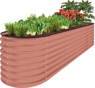 Best Choice Products 8x2x2ft Metal Raised Garden Bed, Oval Outdoor Planter Box w/ 4 Support Bars
