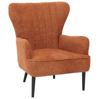 Hhg Nunca Usado] Sill&oacute;n Hhg 060, C&oacute;ctel/sill&oacute;n Orejero Sill&oacute;n Tapizado Retro Vintage Tejido Chenilla (500g/m&sup2;) Oeko-tex, Naranja