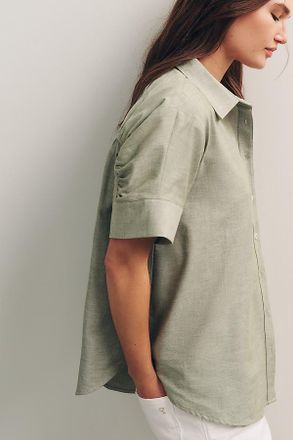 Maeve Short-Sleeve Yoke Shirt Top