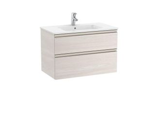 Roca Pack Unik Mueble Base De Dos Cajones + Lavabo Central The Gap - Roca Color: Fresno N&oacute;rdico - Medidas: 805x460x537 Mm