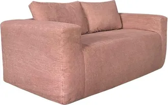 Oviala Sof&aacute; de 2 plazas de pana con cojines rosas L 160 cm