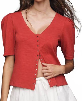 Nation Ltd Jen Button Up Blouse In Heartbeat Red