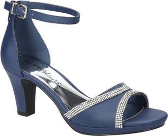 Easy Street Davina Ankle Strap Sandal in Navy Satin at Nordstrom, Size 6.5