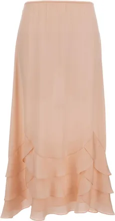 Simone Rocha Pale Pink Tiered Scalloped Silk Maxi Skirt