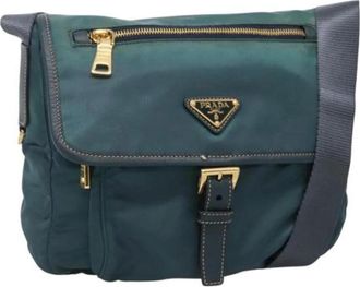 Prada Pre-owned Cross Body Bags, female, Blue, Size: ONE SIZE Pre-owned Nylon Cross Body Bag