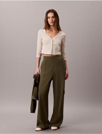 Calvin Klein Calvin Klein Womens Commuter Wide Leg Cargo Pants - Green - XL