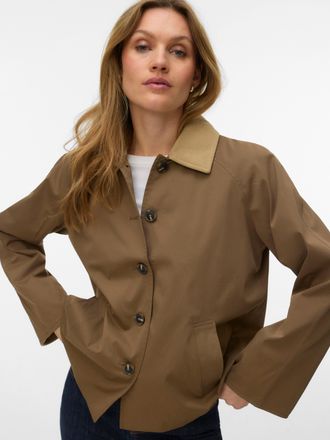 Vero Moda Langjacke VERO MODA VMCHELSEAFIA SHORT JACKET BOO, Damen, Gr. XL, cub detail:kelp, Web, Obermaterial: 100% Polyester, unifarben, comfort fit lang, Jac