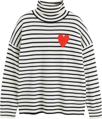 Chinti and Parker Breton Heart gestreepte coltrui - Beige