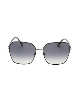 Tom Ford Womens Tom Ford Claudia-02 Smoke Polarized Lens Shiny Black Sunglasses - Size: ONE size