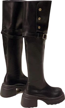 Generic Womens Over The Knee Boots Platform Square Heel Long Booties Slip On Winter Fashion Style