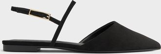 Charles & Keith Luciana Faux Suede Pointed Slingback Flats