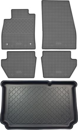 OEM Ford Fiesta Viii Hatchback (5 Puertas) Desde 07.2017 Set - Alfombrillas De Goma Para Coche + Alfombrilla Para Maletero