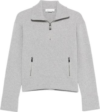 Victoria Beckham Trui met halve rits - Dames - Coltruien - Grijs - S - Wol - Truien & Vesten