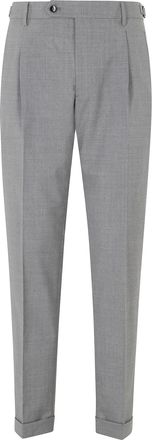Berwich Gray Retro Darts Waist Strap Wool-Blend Trousers