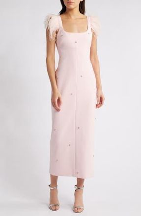 LIKELY Cameron Feather Cap Sleeve Gown in Rose Shadow at Nordstrom Rack, Size 2
