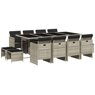 vidaXL Vidaxl - Set da Pranzo da Giardino 13pz con Cuscini Grigio in Polyrattan