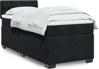 vidaXL Cama Box Spring Con Colch&oacute;n Terciopelo Negro 100x200 Cm Vidaxl
