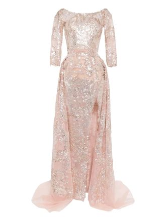 Saiid Kobeisy embroidered maxi dress - Pink