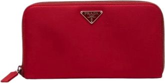 Prada Pre-owned Wallets, female, Red, Size: ONE SIZE Pre-owned Vintage Nylon Wallet