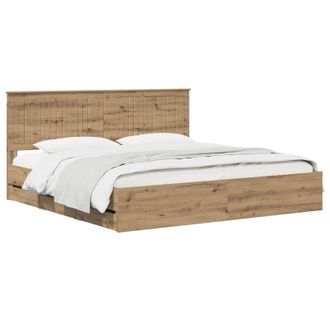 vidaXL Bed Frame With Storage And Headboard Artisan Oak 180 X 200 Cm Vidaxl