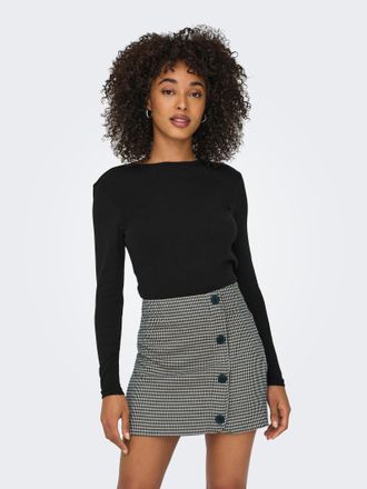 Only Langarmshirt ONLY ONLRILEY O-NECK L/S TOP JRS, Damen, Gr. XL, schwarz, Jersey, Obermaterial: 96% Baumwolle, 4% Elasthan, unifarben, normal, Rundhals, 