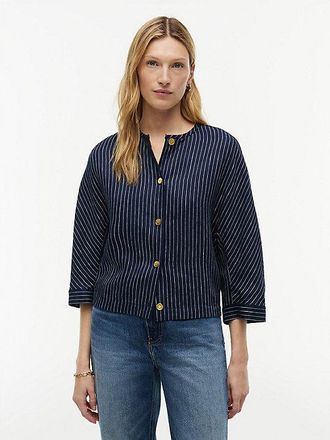 Tommy Hilfiger Blusa de raya diplom&aacute;tica con botones dorados