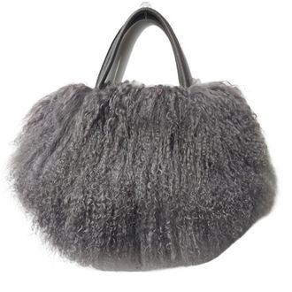 Generic Womens Plush Bags Winter Fur Handbag Women Casual Long Hair Shoulder Bag Genuine Tote Bags Femme(Grey)