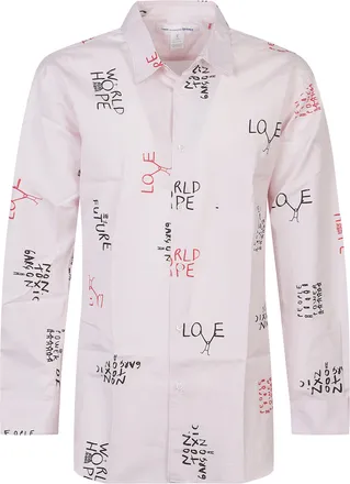 Comme Des Gar&ccedil;ons Light Pink Graphic Print Shirt