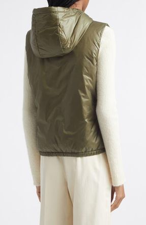 Moncler Lansette Hooded Down Vest in Green at Nordstrom, Size 1
