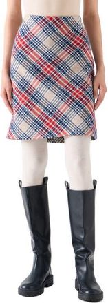 Akris Plaid Tweed A-Line Skirt in Cashew-Multicolor at Nordstrom, Size 10