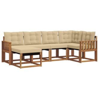 vidaXL Conjunto De Sof&aacute;s De Exterior Con Coj&iacute;n 6 Pcs Natural Y Beige Vidaxl