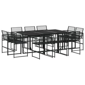 Berkfield Home 11 Piece Garden Dining Set Black Poly Rattan