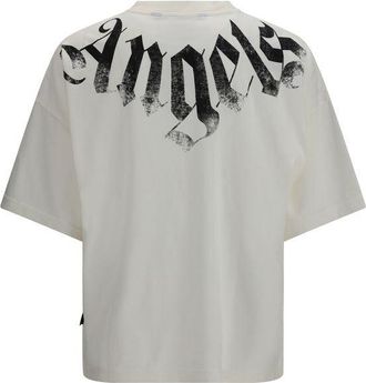 Palm Angels Distressed Big Neck Logo T-Shirt - White