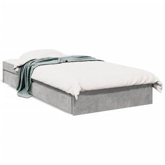 Berkfield Home Bed Frame w/Drawers Frame Concrete Grey 75x190 cm Small Single