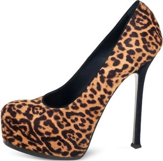 Saint Laurent Pumps Tribtoo leopardate con plateau - Marrone