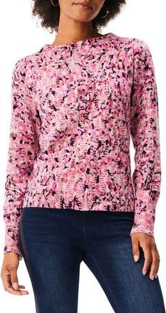 Nic+Zoe Blurred Geometric Mock Neck Sweater in Pink Multi at Nordstrom Rack, Size Xx-Large