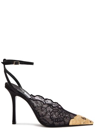 Jimmy Choo London Faiz 100 Lace and Satin Pumps - Black