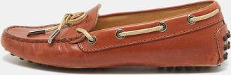 Tod's Tods Brown Leather Gommino Bow Slip On Loafers