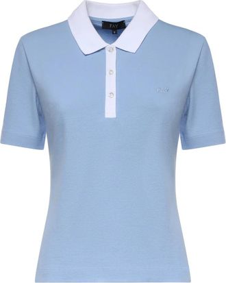 Fay Polo Shirt met Knopen en Kraag - Dames - Polos - Blauw - S - Katoen - Tops