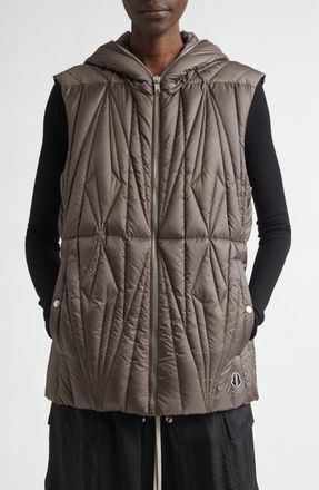 Moncler x Rick Owens Geocamo Ziplock Hooded Down Vest in Olive Green at Nordstrom, Size 00