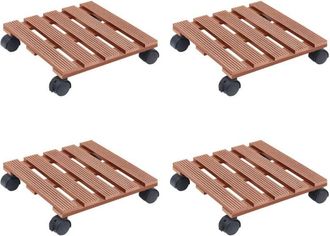 vidaXL Soportes Con Ruedas Para Plantas 4 Uds Marr&oacute;n Wpc 30x30x7,5 Cm Vidaxl