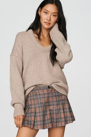 Rowing Blazers 100% Cotton Pleated Plaid Mini Skirt