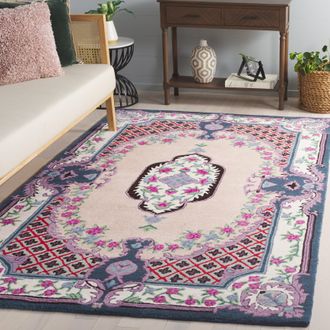 Safavieh Bellagio Hand Made Area Rug, Pink / Ivory Traditional Style Non-Shedding