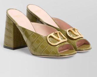 Valentino Garavani leather crocodile-effect mules